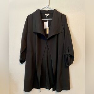 Max Studio Black Open-Front Trench Coat with Shawl Collar NWT